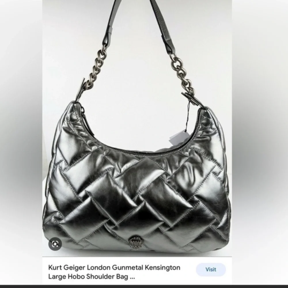 Kurt Geiger Kensington gunmetal quilted hobo bag